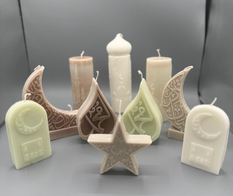 Halal Islam Inspired Pillar Candles , Peace and Reflection