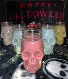 Spooky Skull shaped Mason Jar Candles w/lid